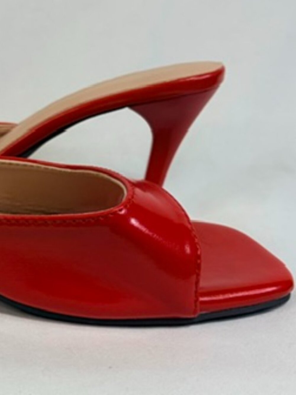 Red Patent Square Toe Mule Slide Heels Size 41 (US 10) - Picture 2 of 6